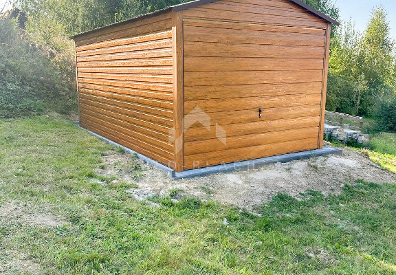Ogłoszenie - Garaż Blaszany 3x5m - Brama Uchylna - Jasny orzech - Drewnopodobny - Dach Dwuspadowy NB281 - Konin - 6 300,00 zł
