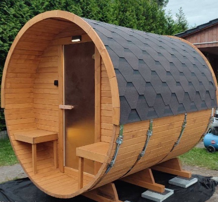 Ogłoszenie - Sauna Beczka 2,4m z Tarasem i Siedziskami Z MONTAŻEM - Mazowieckie - 10 900,00 zł