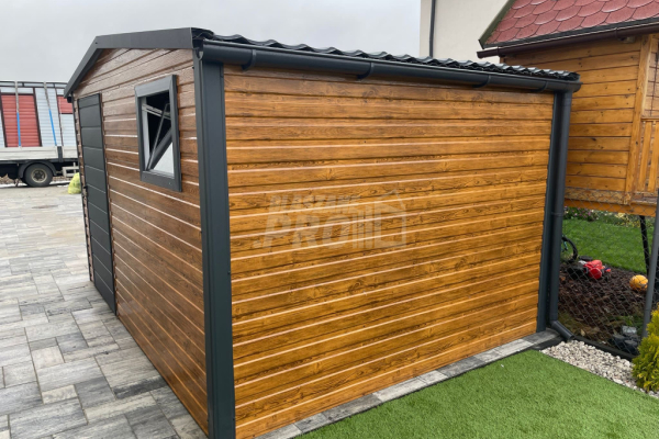 Ogłoszenie - Domek Ogrodowy 3x3 Drzwi Okno rynny Dach dwuspadowy Blachodachówka  Antracyt GP233 - Łańcut - 6 090,00 zł