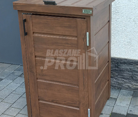 Ogłoszenie - Zabudowa kosza na śmieci wiata śmietnikowa obudowa kubła 60x65x110 cm 1x120L ciemny orzech GP333 - Jarocin - 1 550,00 zł