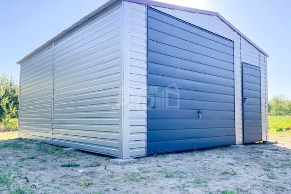 Ogłoszenie - Garaż Blaszany 5,5x6m Brama Uchylna - Drzwi - 2x Okno - Srebrny -  Antracyt - Dach Dwuspadowy GP415 - Elbląg - 14 100,00 zł