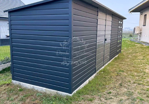 Ogłoszenie - Schowek domek ogrodowy 6x2m + wiata 1,5m Brama dwuskrzydłowa  antracyt dach spad w tył ID815 - Nowy Sącz - 8 400,00 zł