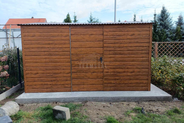 Ogłoszenie - Schowek - Domek Ogrodowy 4x3m Drzwi - okno - jasny orzech - drewnopodobny - dach spad w tył  TS762 - Piła - 5 400,00 zł