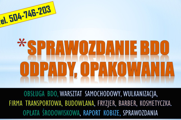 Ogłoszenie - Studio tauażu. Sprawozdanie roczne BDO tel. 504-746-203. rejestracja.  Konsultacja z BDO.