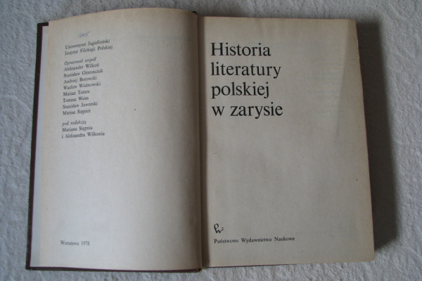 Ogłoszenie - Historia literatury polskiej w zarysie  M. Stępień, Wydanie I twarda oprawa - Małopolskie - 17,00 zł