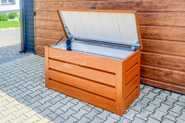 Ogłoszenie - Skrzynia ogrodowa metalowa kufer 120x50x70cm złoty dąb ID863 - Żary - 1 850,00 zł