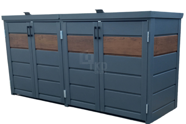 Ogłoszenie - Zabudowa koszy na śmieci wiata śmietnikowa obudowa kubłów 275x80x120 cm 4x240L antracyt + ciemny orzech TKD340 - Przemyśl - 4 490,00 zł