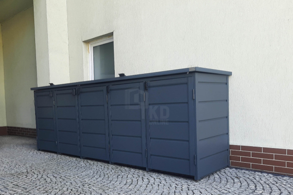 Ogłoszenie - Zabudowa koszy na śmieci wiata śmietnikowa obudowa kubłów 345x80x120 cm 5x240L antracyt TKD342 - Oświęcim - 6 490,00 zł