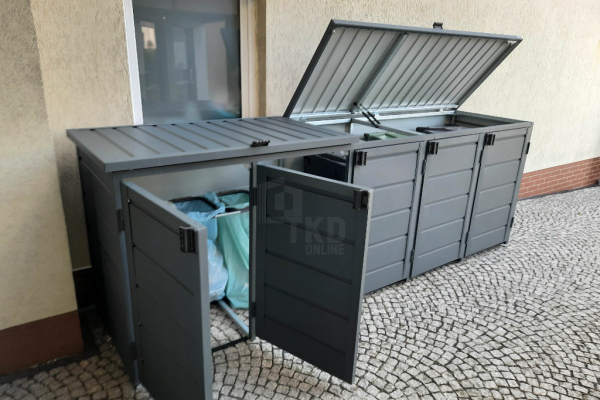 Ogłoszenie - Zabudowa koszy na śmieci wiata śmietnikowa obudowa kubłów 345x80x120 cm 5x240L antracyt TKD342 - Oświęcim - 6 490,00 zł