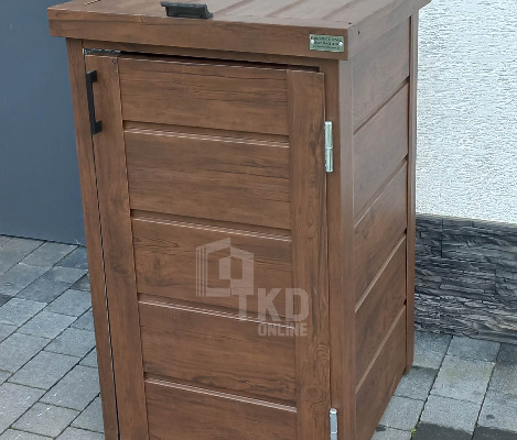 Ogłoszenie - Zabudowa kosza na śmieci wiata śmietnikowa obudowa kubłów 60x65x110 cm 1x120L ciemny orzech TKD351 - Morąg - 1 540,00 zł