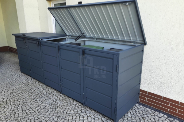 Ogłoszenie - Zabudowa koszy na śmieci wiata śmietnikowa obudowa kubłów 345x80x120 cm 5x240L antracyt TKD342 - Oświęcim - 6 490,00 zł