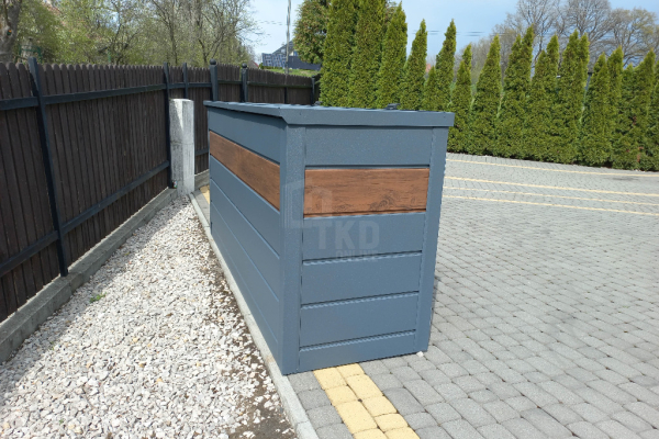 Ogłoszenie - Zabudowa koszy na śmieci wiata śmietnikowa obudowa kubłów 275x80x120 cm 4x240L antracyt + ciemny orzech TKD340 - Przemyśl - 4 490,00 zł