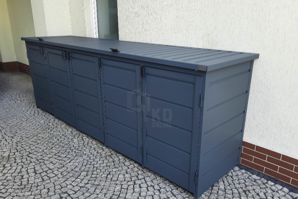 Ogłoszenie - Zabudowa koszy na śmieci wiata śmietnikowa obudowa kubłów 345x80x120 cm 5x240L antracyt TKD342 - Oświęcim - 6 490,00 zł