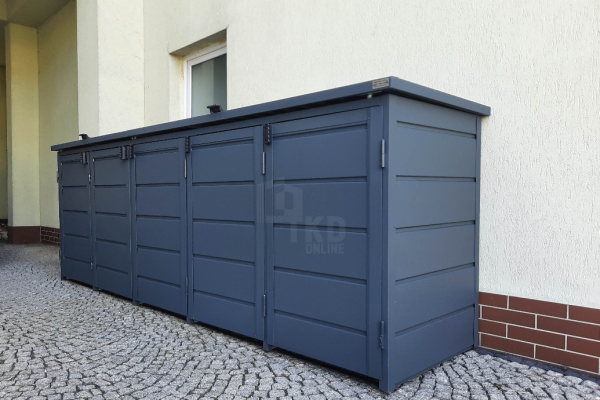 Ogłoszenie - Zabudowa koszy na śmieci wiata śmietnikowa obudowa kubłów 345x80x120 cm 5x240L antracyt TKD342 - Oświęcim - 6 490,00 zł