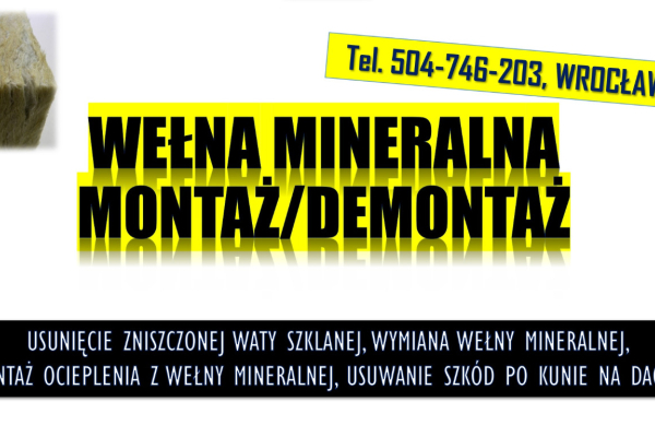 Ogłoszenie - Naprawa szkód po kunie, tel. 504-746-203,  ocieplenia, wełny mineralnej. dachu, podbitki, demontaż waty szklanej - Wrocław