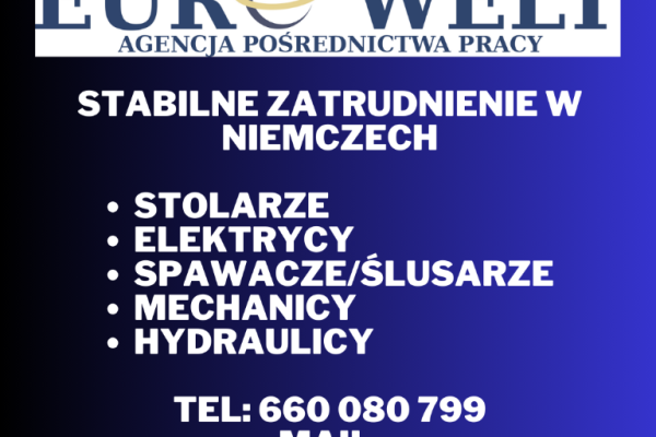 Ogłoszenie - Niemcy Stolarz/ Monter w sklepie meblowym - Niemcy