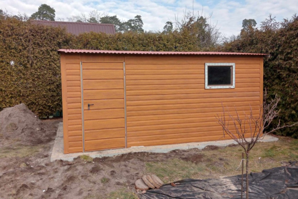 Ogłoszenie - Garaż Blaszany 4x5m – Dach dwuspadowy, Brama uchylna, złoty dąb - Praga-Południe - 7 250,00 zł