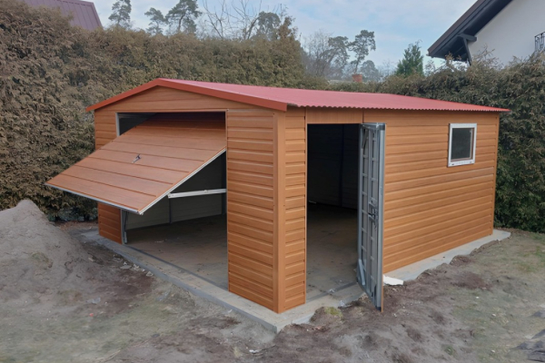Ogłoszenie - Garaż Blaszany 4x5m – Dach dwuspadowy, Brama uchylna, złoty dąb - Praga-Południe - 7 250,00 zł