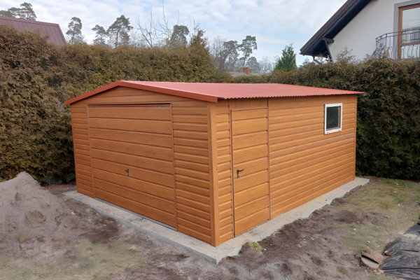 Ogłoszenie - Garaż Blaszany 4x5m – Dach dwuspadowy, Brama uchylna, złoty dąb - Praga-Południe - 7 250,00 zł