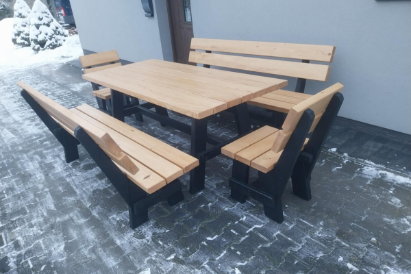 Ogłoszenie - Meble ogrodowe drewniane stół 2 ławki 2 fotele - Myślenice - 2 100,00 zł