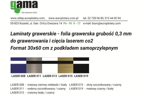 Ogłoszenie - Laminat grawerski laser co2 laminaty do grawerowania laserem - Warszawa - 79,00 zł