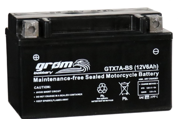 Ogłoszenie - Akumulator 6Ah 120A Motocyklowy Grom Gtx7a-bs Ytx7a-bs 12v L+ - 110,00 zł