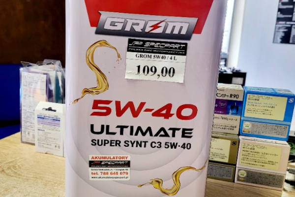 Ogłoszenie - Olej syntetyczny 5W-40 GROM Ultimate Super Synt C3 / 4L - Gorzów Wielkopolski - 109,00 zł