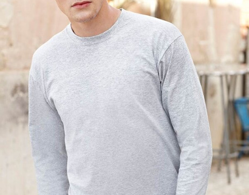 Ogłoszenie - Męski T-shirt koszulka z długim rękawem, gładki bez nadruku longsleeve biały Fruit Of The Loom - Ursynów - 32,00 zł
