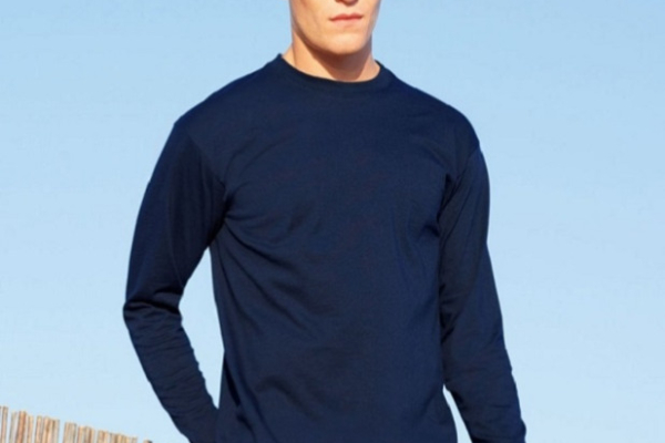 Ogłoszenie - Męski T-shirt koszulka z długim rękawem, gładki bez nadruku longsleeve biały Fruit Of The Loom - Ursynów - 32,00 zł