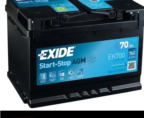Ogłoszenie - Akumulator 70Ah/760A EXIDE agm start&stop ek700 - Toruń - 640,00 zł
