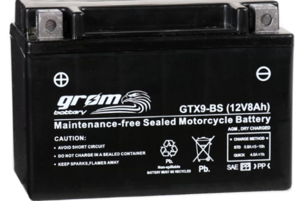 Ogłoszenie - Akumulator motocyklowy 8Ah 130A Grom gtx9-BS ytx9-BS 12V L+ - Zielona Góra - 135,00 zł