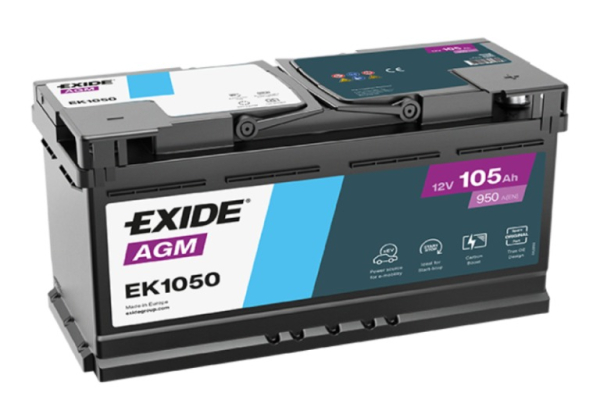 Ogłoszenie - Akumulator Exide start$stop AGM 105Ah 950A EK1050 prawy plus - Gniezno - 860,00 zł