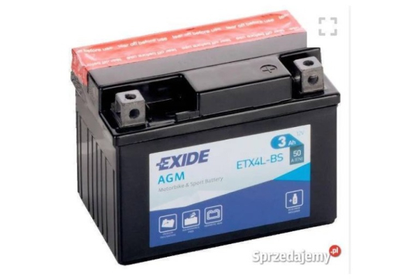 Ogłoszenie - Akumulator motocyklowy EXIDE etx4l-bs ytx4l-bs 12v 3ah 50a p - Szczecin - 65,00 zł
