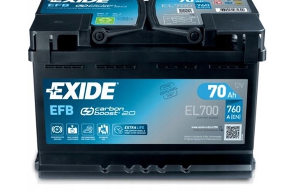 Ogłoszenie - Akumulator 70Ah 760A Exide EL700 EFB START&STOP Prawy Plus. Zdjęcie 1