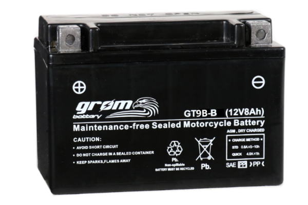 Ogłoszenie - Akumulator motocyklowy 8Ah 120A L+ GROM GT9B-B YT9B 12V - Konin - 140,00 zł