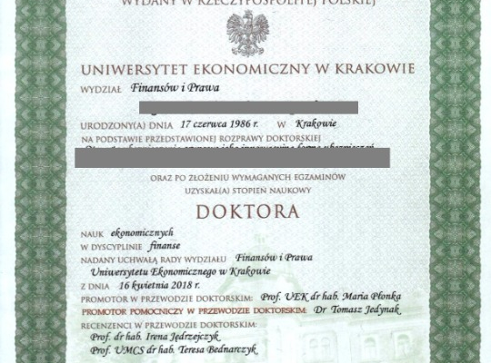 Ogłoszenie - Pomogę w uzyskaniu dyplomu magistra, Wykonuje legalny dyplom wszystkich uczelni i kierunków, Potrzebujesz dyplomu - Rzeszów - 950,00 zł