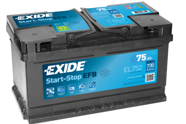 Ogłoszenie - Akumulator 75Ah 730A Exide Start Stop Efb El752 Prawy plus - Chojnice - 570,00 zł