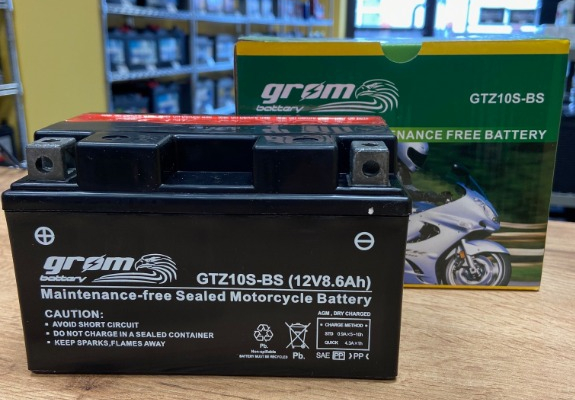 Ogłoszenie - Akumulator motocyklowy 8.6Ah Grom Gtz10s-bs YTZ10S-BS 12V 160A lewy plus - Włocławek - 160,00 zł
