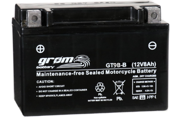 Ogłoszenie - Akumulator motocyklowy 12V 8Ah 120A GROM GT9B-B YT9B L+ - Kościerzyna - 140,00 zł