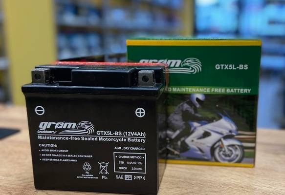 Ogłoszenie - Akumulator motocyklowy GROM GTX5L-BS YTX5L-BS 12V 4Ah 80A P+ - Piotrków Trybunalski - 100,00 zł