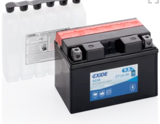 Ogłoszenie - Akumulator motocyklowy 9.5Ah Exide Et12a-bs YT12A-BS 12V 130A lewy plus - Włocławek - 185,00 zł