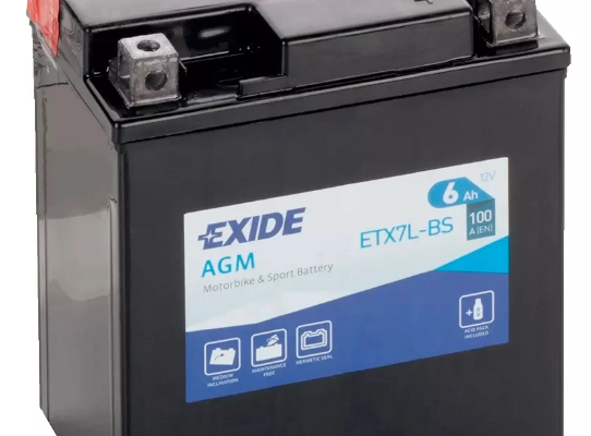 Ogłoszenie - Akumulator motocyklowy 6Ah Exide Etx7l-bs YTX7L-BS 12V 100A prawy plus - Włocławek - 125,00 zł