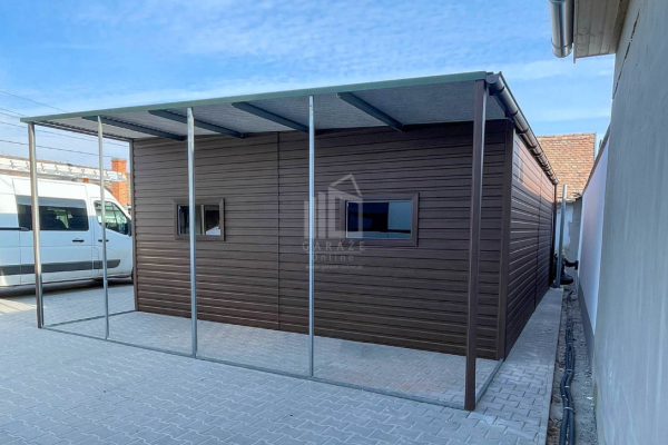 Ogłoszenie - Garaż blaszany 7x6m + wiata 1,6m 2x Brama dwuskrzydłowa 2x okno drewnopodobny dach spad w tył ID936 - Oświęcim - 17 300,00 zł