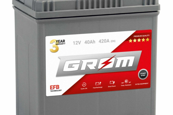 Ogłoszenie - Akumulator 40Ah 420A GROM EFB START&STOP  Japan Lewy Plus DTR - Konin - 330,00 zł