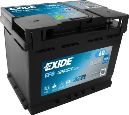 Ogłoszenie - Akumulator 60Ah 640A Exide Start Stop EFB  EL600 PRAWY PLUS - Konin - 460,00 zł