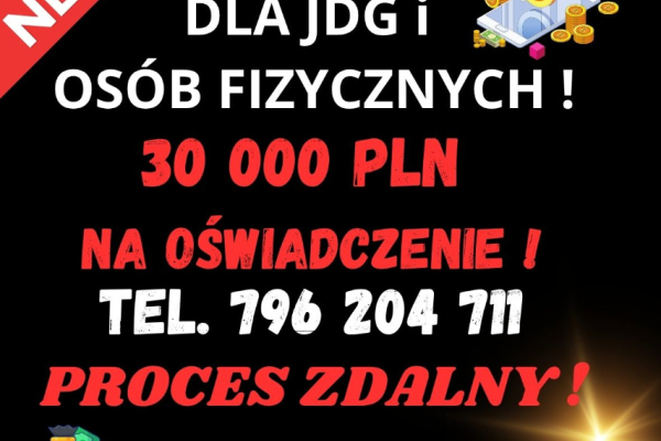 Ogłoszenie - KREDYT DLA FIRM I OSÓB FIZYCZNYCH NA OŚWIADCZENIE DO 30 OOO PLN ‼︎ - 1,00 zł