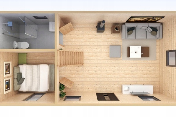 Ogłoszenie - Nowy domek z antresolą do samodzielnego montażu 21,5m2  4,3m/5m - Warszawa - 43 000,00 zł