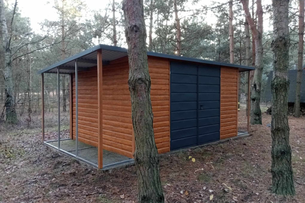 Ogłoszenie - Domek ogrodowy 4x3m + wiatka 1×3 + 1×3m- złoty dąb/ ciemny grafit mat - Opoczno - 5 950,00 zł