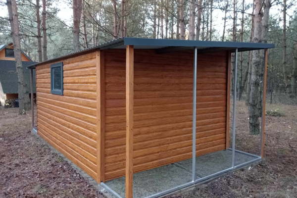 Ogłoszenie - Domek ogrodowy 4x3m + wiatka 1×3 + 1×3m- złoty dąb/ ciemny grafit mat - Opoczno - 5 950,00 zł