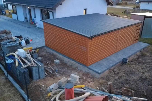 Ogłoszenie - Garaż Blaszany 5×4 + wiata panelowa 1×4 drewnopodobny PREMIUM - Bytów - 8 200,00 zł